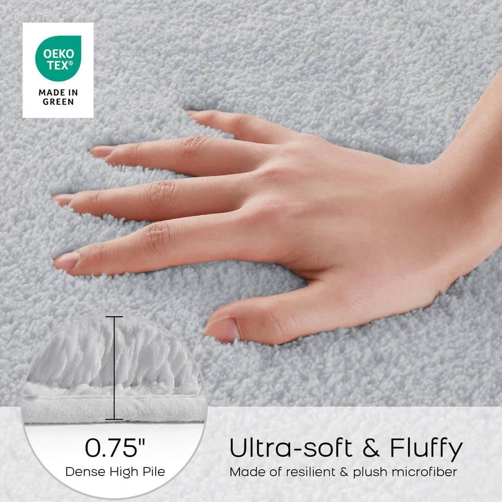 Luxurious Gray Microfiber Quick-Dry Spa Bath Rug