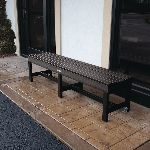Weldon 71 in. 3-Person Black Plastic Outdoor Bench