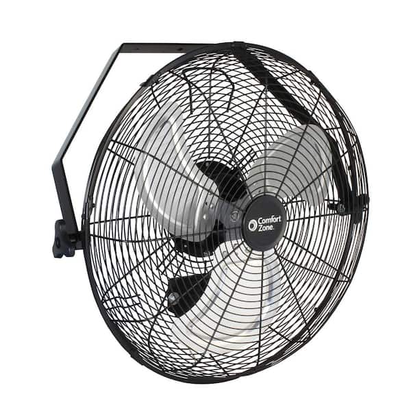 Comfort Zone 18 In Black High Velocity Industrial 3 Speed Wall Mount Ceiling Fan Czhvw18 The Home Depot