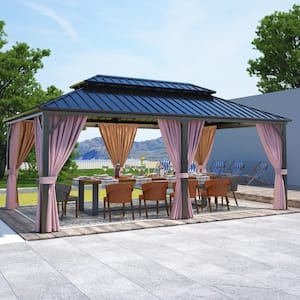 12 ft. x 20 ft. Outdoor Aluminum Frame Hardtop Gazebo with Galvanized and Powder Coated Steel Double Roof