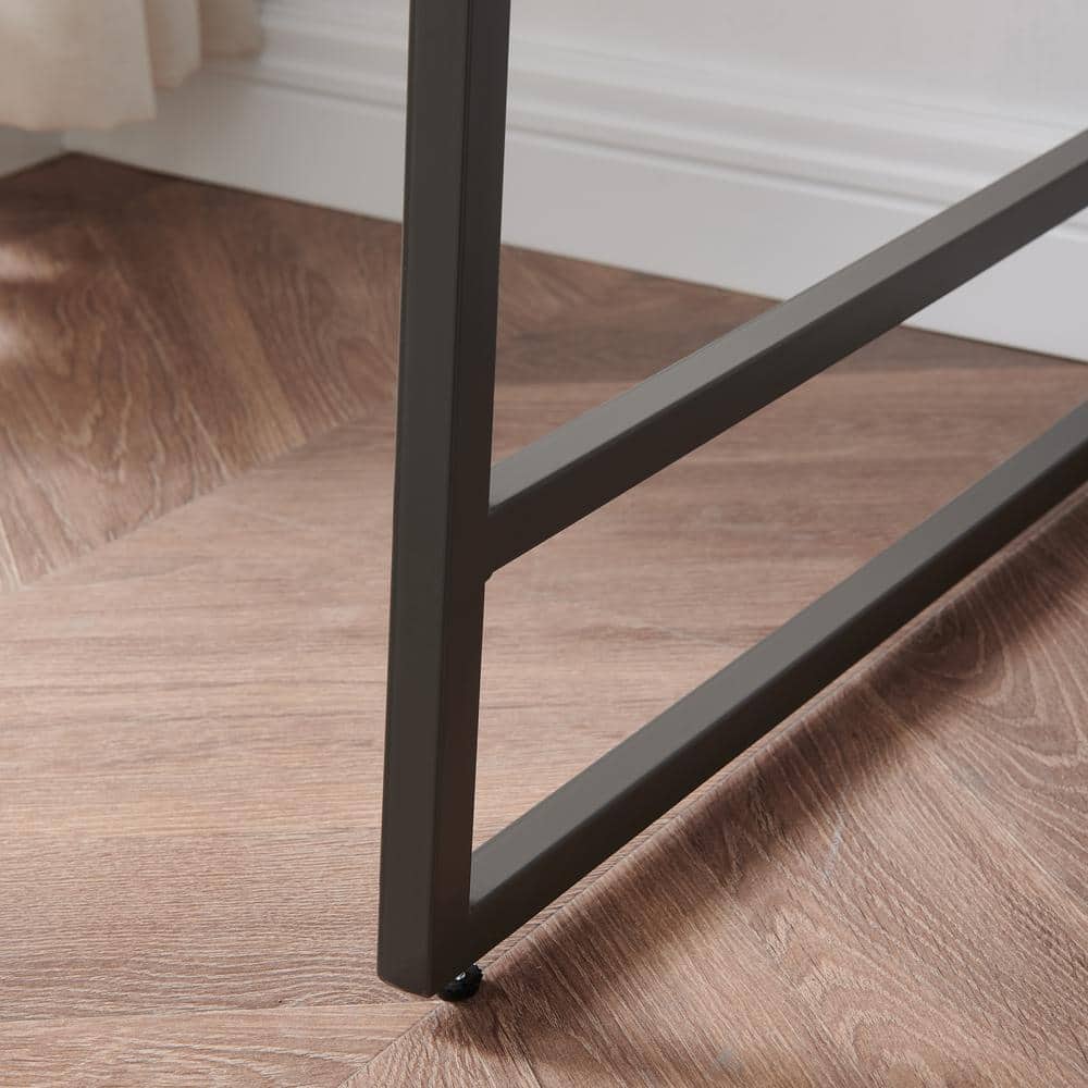 Design House Roughsawn Oak Desk with Gunmetal Frame and Tiered Shelves