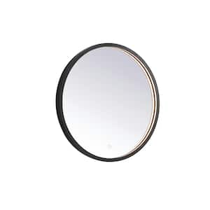 Timeless Home 21 in. W x 21 in. H Modern Round Aluminum Framed LED Wall Bathroom Vanity Mirror in Black