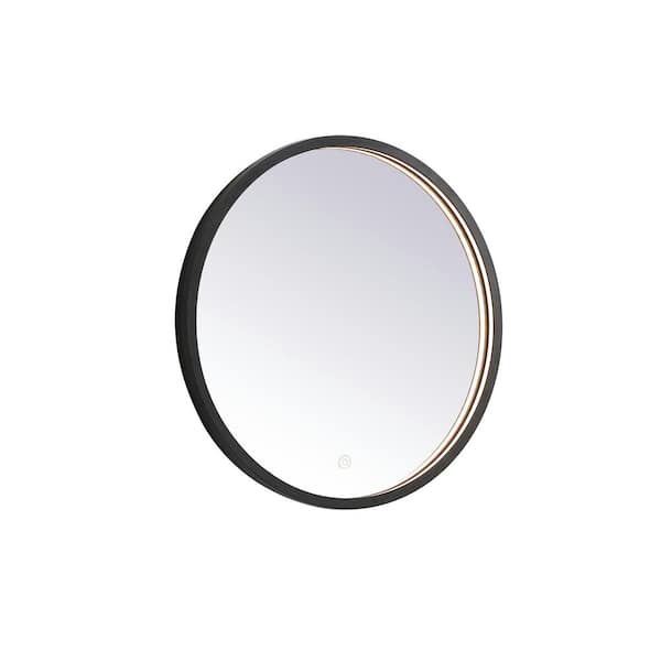 Unbranded Timeless Home 21 in. W x 21 in. H Modern Round Aluminum Framed LED Bathroom Vanity Mirror in Black