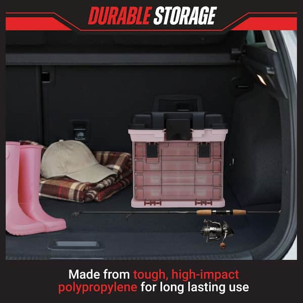 Stalwart Parts and Crafts Rack Style Pink Tool Box with 4