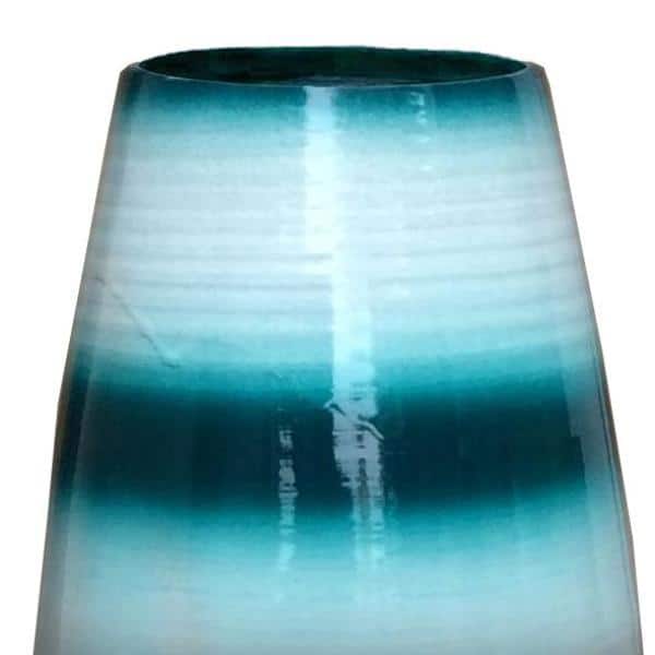 Handcrafted Blue and White Bamboo Cylinder Floor Vase, 16.5 Inch