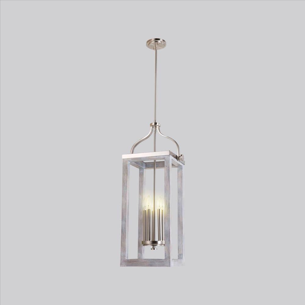 Westbury 5-Light Brushed Nickel and Driftwood Pendant