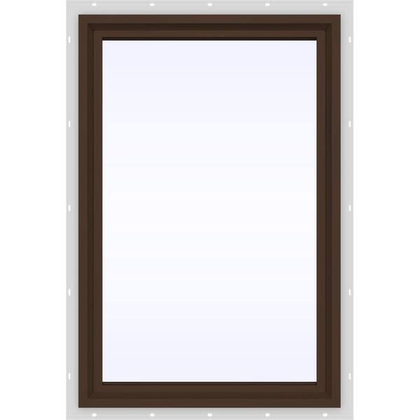 JELD-WEN 23.5 in. x 35.5 in. V-4500 Series Brown Painted Vinyl Picture Window w/ Low-E 366 Glass