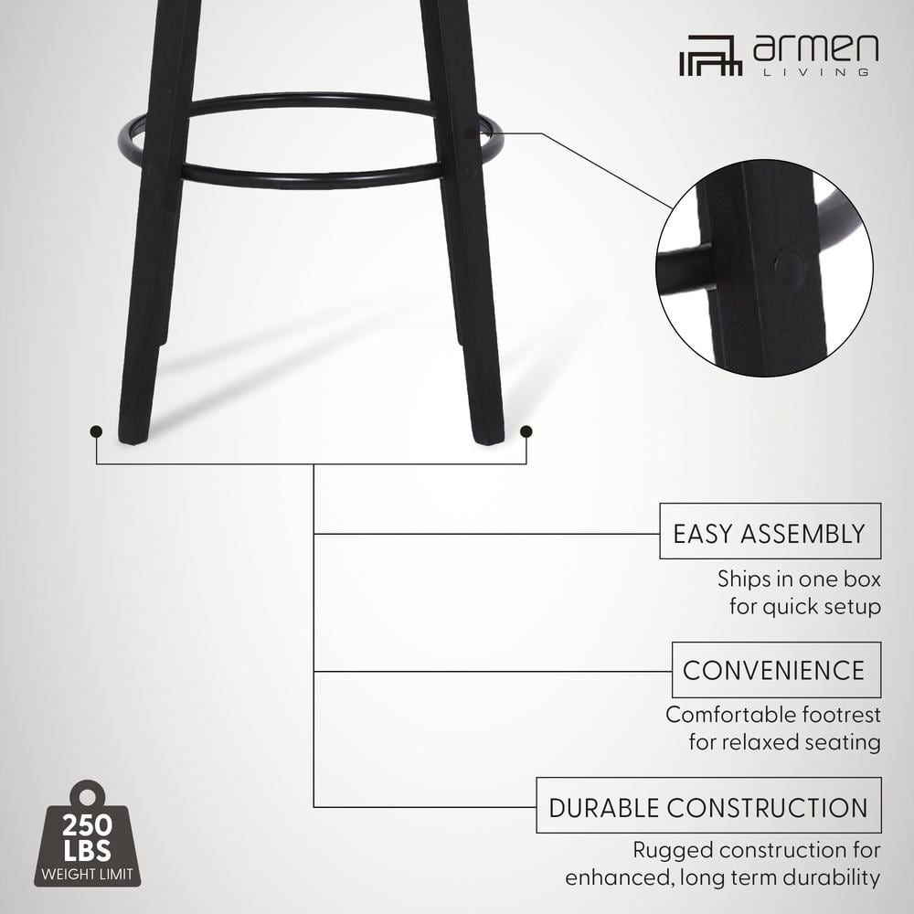 Shelly Black Wood and Metal Swivel Counter Stool