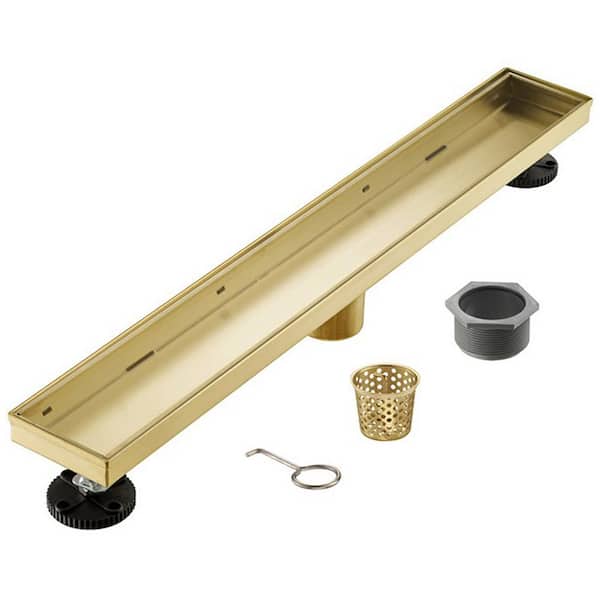 Elegante Drain Collection 30 in. Linear Stainless Steel Shower Drain with Tile Insert and Zirconium Gold Plating