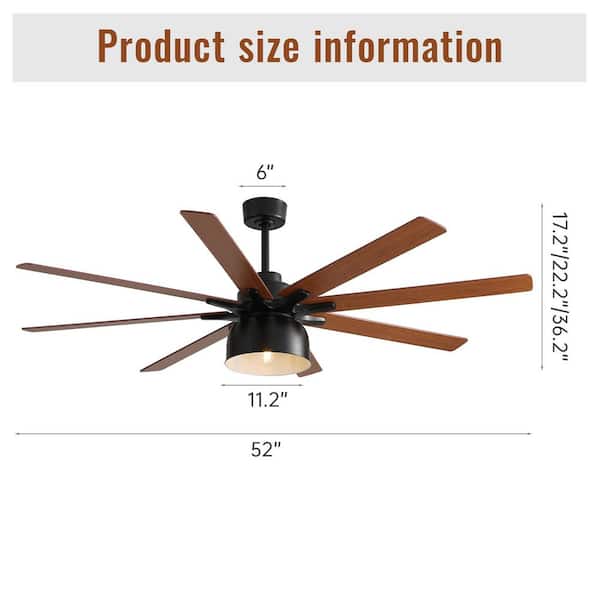 Jushua Modern 52 in. Ceiling Fan with 6 Speed Wind 8 Blades