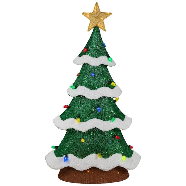 Lighted Christmas Tree Outdoor Yard Decoration 50 in. Green-Multi-Color LED