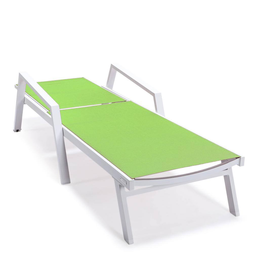 Marlin Green Mesh Aluminum Outdoor Chaise Lounge with Fire Pit Table