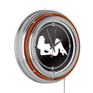 Shadow Babes Orange A Series Lighted Analog Neon Clock