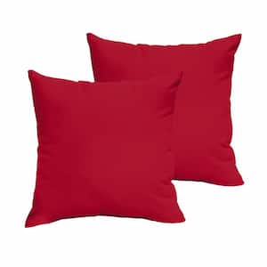 Sorra Home Crimson Red Outdoor Knife Edge Throw Pillows (2-Pack)