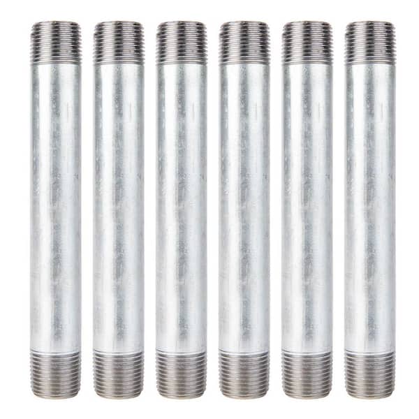 PIPE DECOR 1/2 in. x 6 in. Galvanized Steel Nipple (6-Pack)