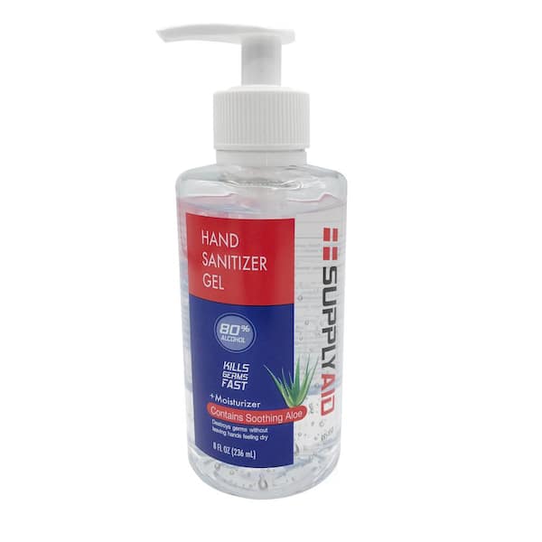 SUPPLYAID 8 oz. 80% Alcohol Hand Sanitizer Gel with Soothing Aloe (FDA # 74035-1051-5)