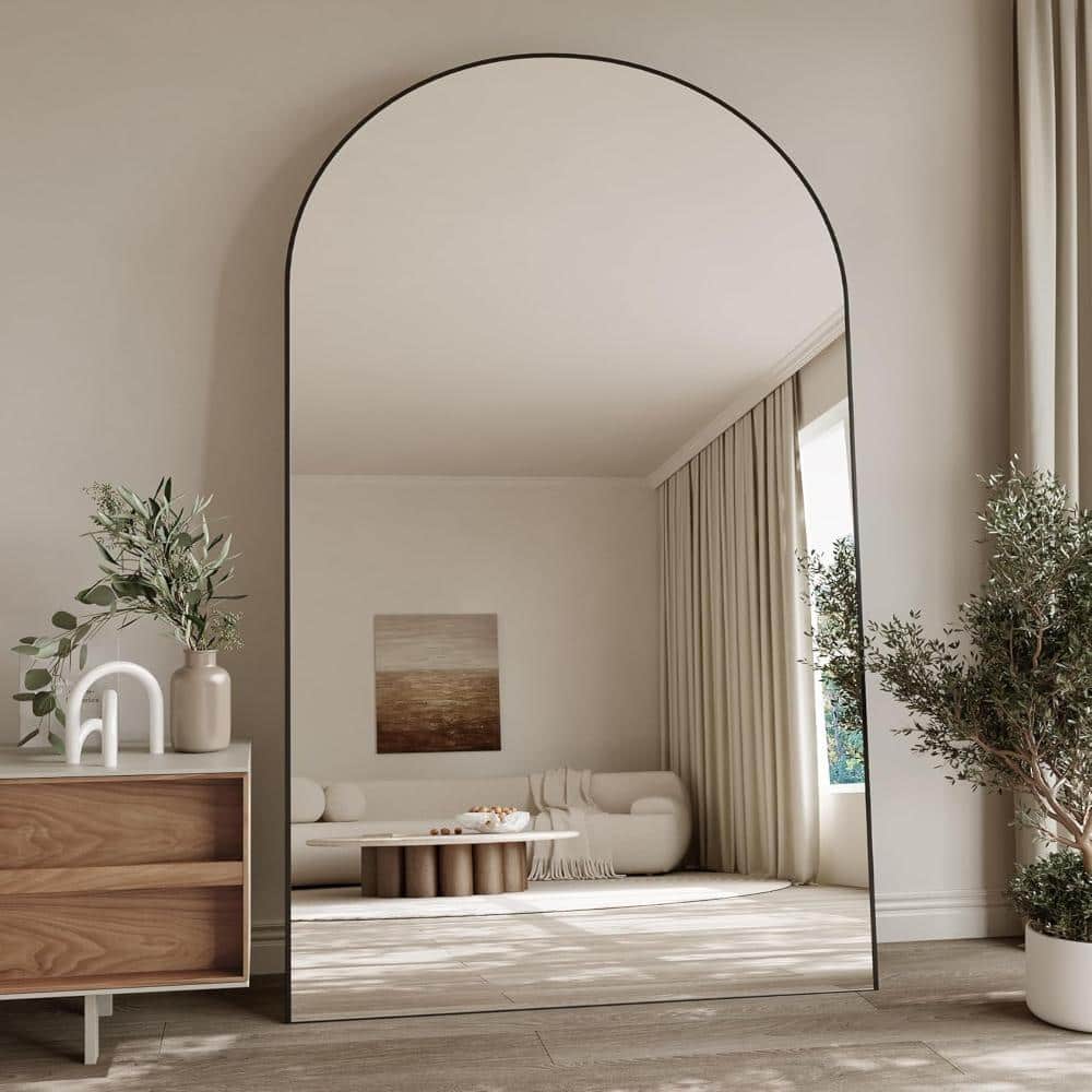 38 in. W x 77 in. H Oversized Arched Black Aluminum Alloy Framed Full Length Mirror Modern Standing Floor Mirror price history on PriceWatchPro