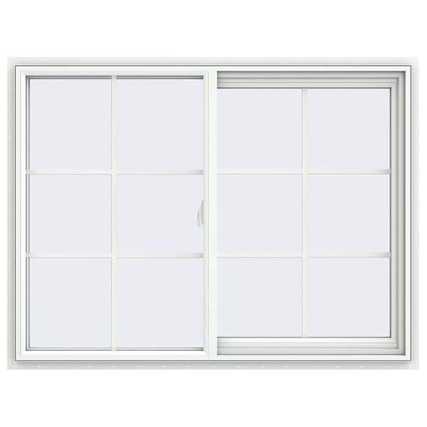47.5 in. x 35.5 in. V-2500 Series White Vinyl Right-Handed Sliding Window with Colonial Grids/Grilles