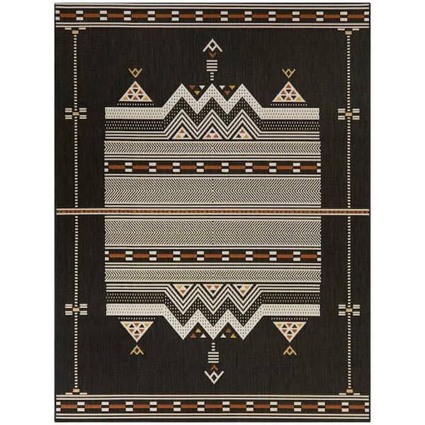 BALTA Adriaan Charcoal 5 ft. 3 in. x 7 ft. Tribal Indoor/Outdoor Area Rug