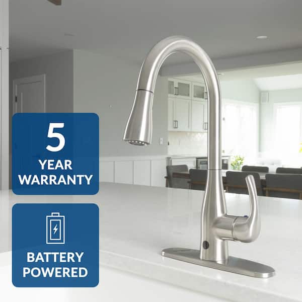 Motion Activated Single-Handle Pull-Down Sprayer Kitchen Faucet in Brushed Nickel