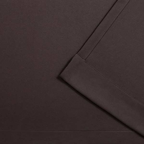 Sateen Espresso Solid Woven Room Darkening Grommet Top Curtain, 52 in. W x 84 in. L (Set of 2)