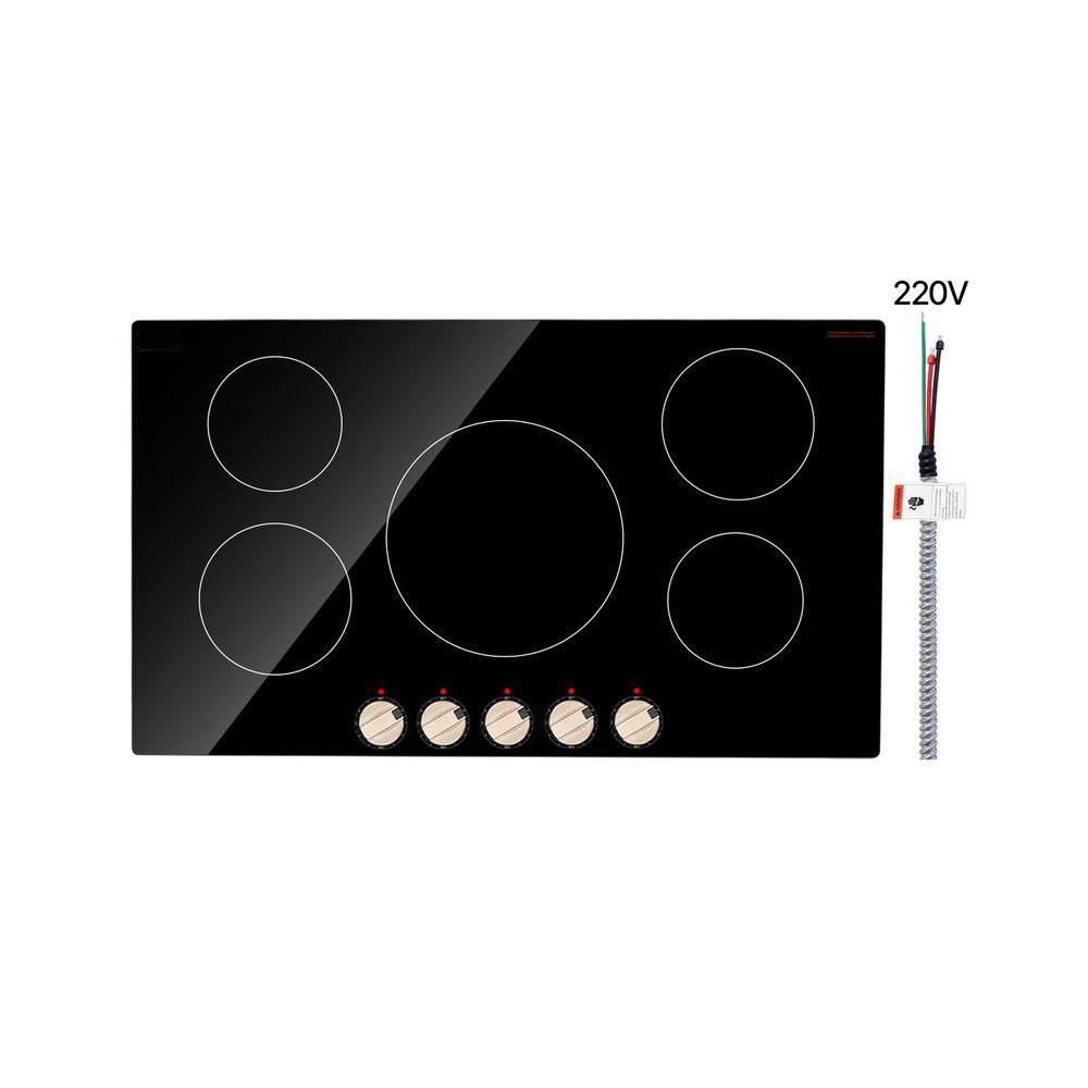 36 in. 5-Burner 9200W Induction Cooktop with dial Control and Glass Surface