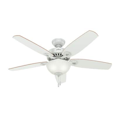 Builder Deluxe 52 in. Indoor White Ceiling Fan with Light Kit