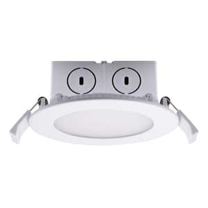4 in. Warm White Light New Construction or Remodel IC Rated Integrated with J-Box LED Recessed Flat Downlight