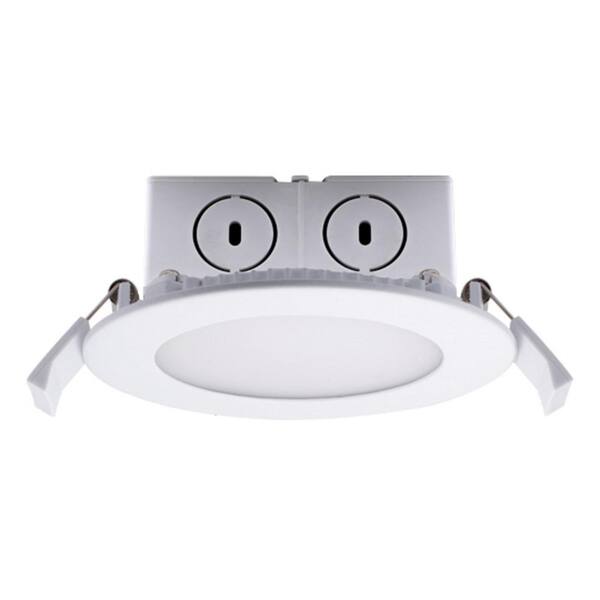 Bulbrite 4 in. Cool White Light New Construction or Remodel IC Rated Recessed Integrated LED Kit with J-Box LED Flat Downlight