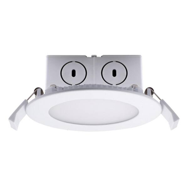 Bulbrite 4 in. Soft White Light New Construction or Remodel IC Rated Recessed Integrated LED Kit with J-Box LED Flat Downlight