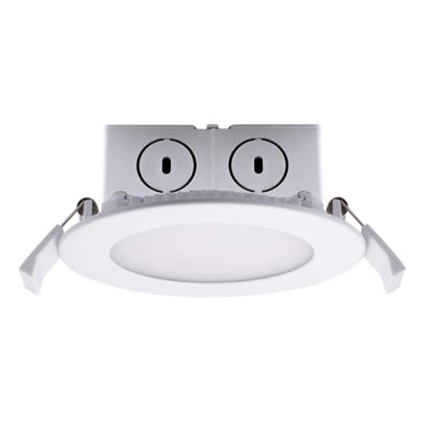 Bulbrite 4 in. Warm White Light New Construction or Remodel IC Rated Integrated with J-Box LED Recessed Flat Downlight