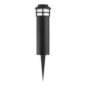 Marion 25-Watt Equivalent 12 in. Black Low Voltage LED Outdoor Bollard Path Light with Seeded Glass