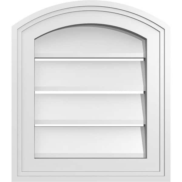 Ekena Millwork 14 in. x 14 in. Arch Top Surface Mount PVC Gable Vent: Decorative with Brickmould Frame