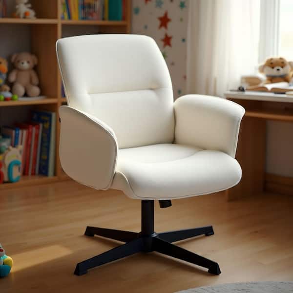 THR Kid's Gaming and Student Swivel Writing Chair Ergonomic Adjustable Height Task Chair in Cream