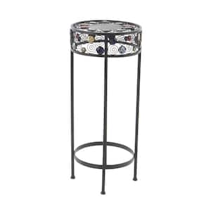 27 in. and 24 in. and 20 in. Round Indoor or Outdoor Matte Black Iron Finish Traditional Design Plant Stand (3-Pack)