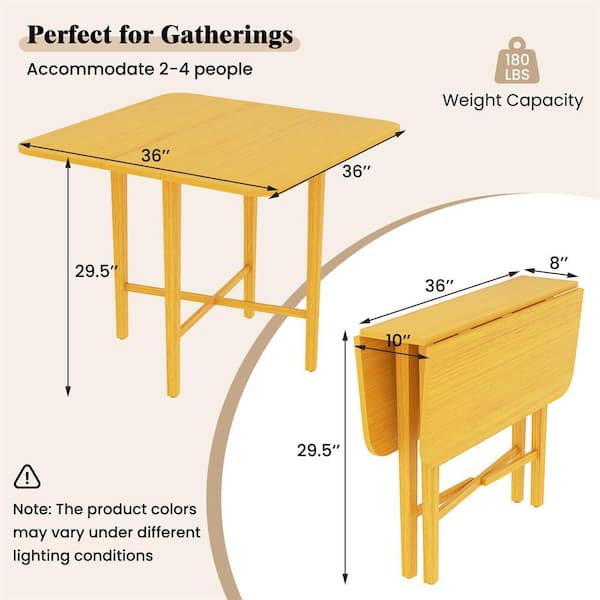 HONEY JOY Square Drop Leaf Dining Table 36 in. Compact Folding