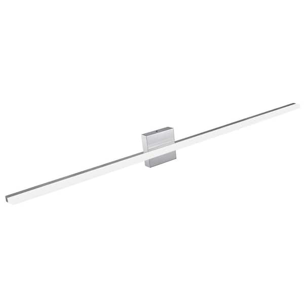 LamQee 47.2 in. 1-Light 24-Watt 6500K Cool White Chrome Integrated LED Vanity Light Bar for Bathroom
