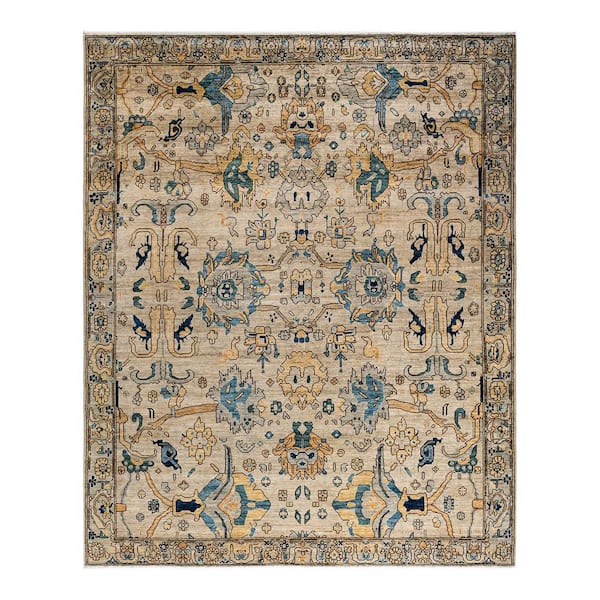 Solo Rugs Light Gray 8 ft. 1 in. x 9 ft. 8 in. Serapi One-of-a-Kind Hand-Knotted Area Rug