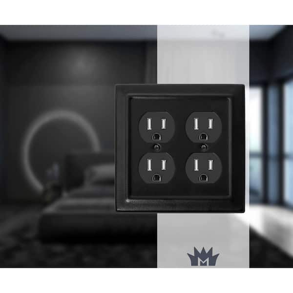 Architectural 2-Gang 2 Duplex Outlet Wall Plate (Matte Black)