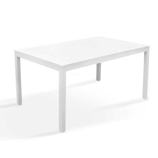 Tidoin 59 in. W x 36.61 in. D White Aluminum Rectangle Outdoor Dining Table
