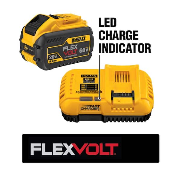 DEWALT 60V MAX* FLEXVOLT Lithium Battery with Charger, 9-Ah (DCB118X1) 