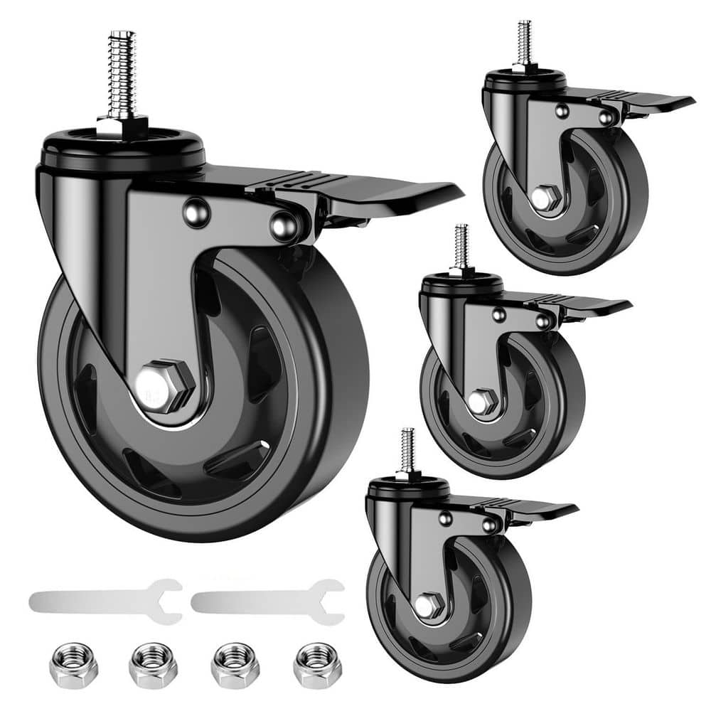 4-Pack Black 4 in. Swivel Industrial Caster Wheels Dual Locking Polyurethane Heavy Duty No Noise 2000 lbs. Load price history on PriceWatchPro