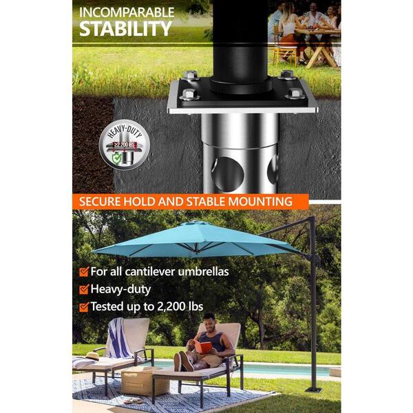 ground mounted patio umbrella Metal Base for in-Ground Installation in Black [ One Size Fits All ] Fit all size Purple Leaf cantilever umbrella Wanhork In-ground Umbrella Base for