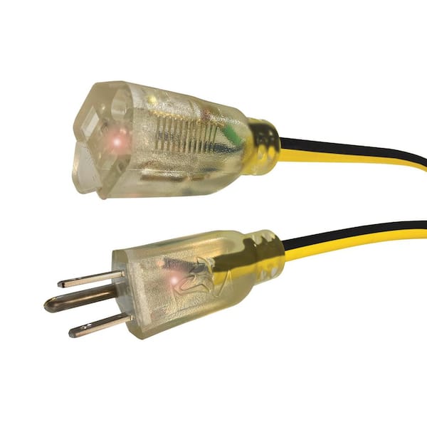 VividFlex 25 ft. 14/3 Gauge Medium Duty Indoor/Outdoor Extension Cord with Lighted End, Yellow