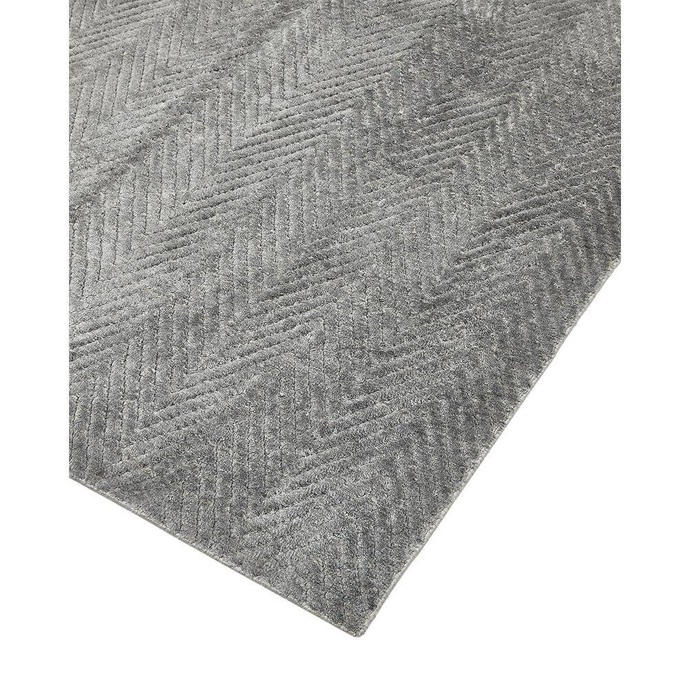 Charcoal Herringbone Hand-Knotted Viscose 8' x 10' Area Rug