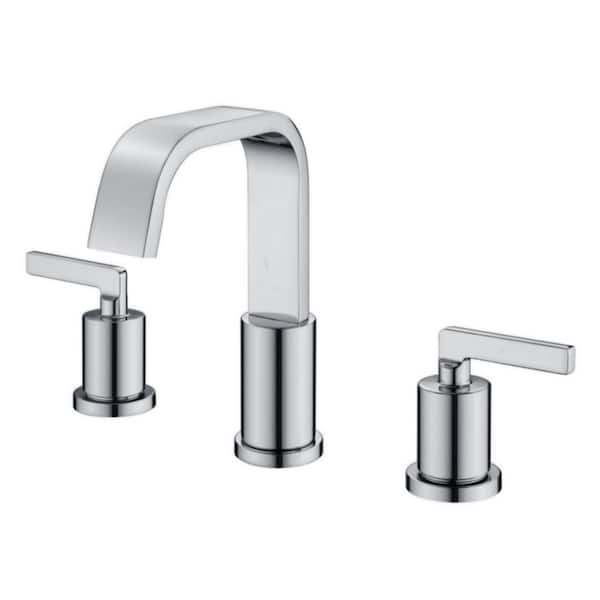 Ardua 8 in. Widespread Double Handle Lavatory Bathroom Sink Faucet with Drain Assembly in Chrome Polished