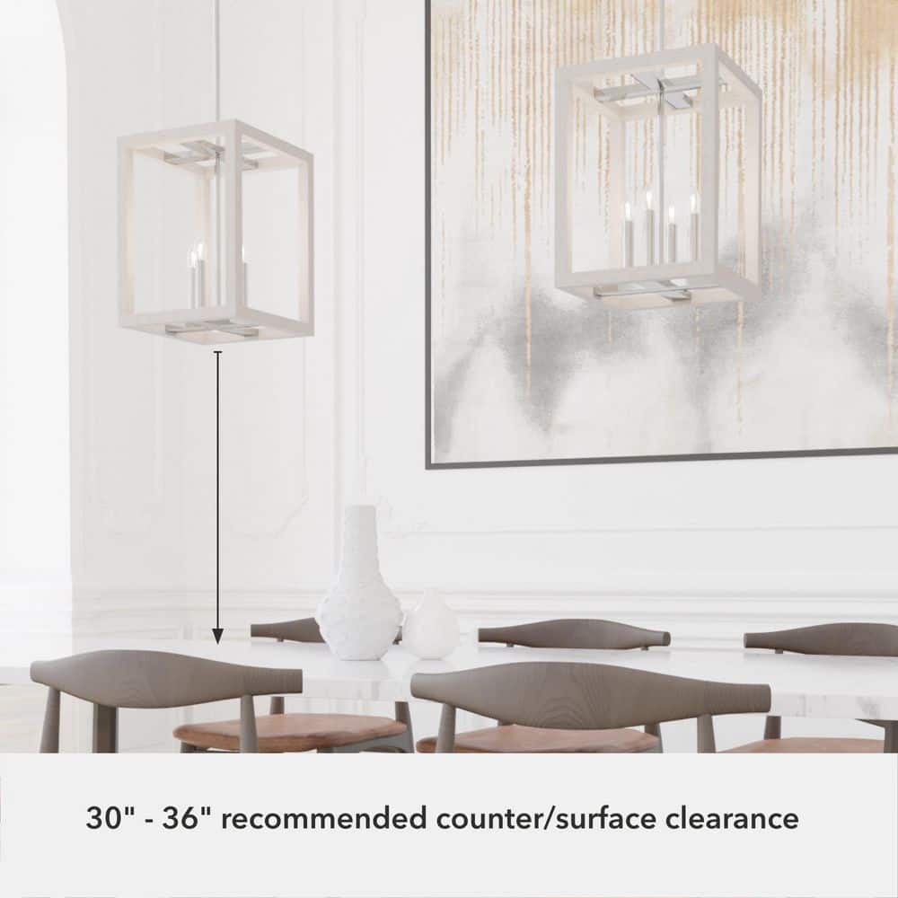 Squire Manor 4-Light Distressed White Chrome Pendant