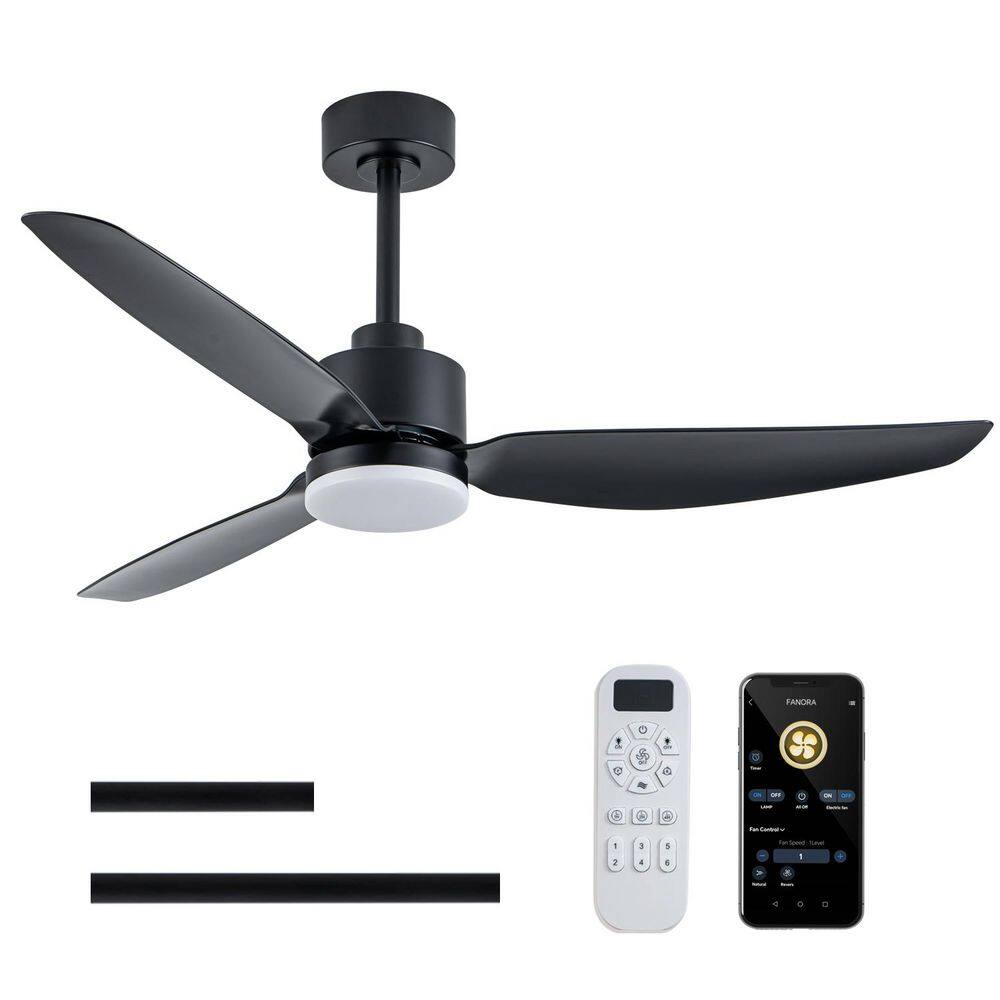 52 in. 3-Blade LED Ceiling Mount Matte Black Standard Ceiling Fan with 6-Speed DC Remote Control price history on PriceWatchPro