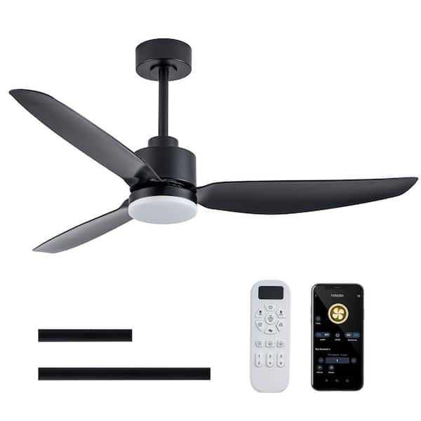 52 in. 3-Blade LED Ceiling Mount Matte Black Standard Ceiling Fan with 6-Speed DC Remote Control