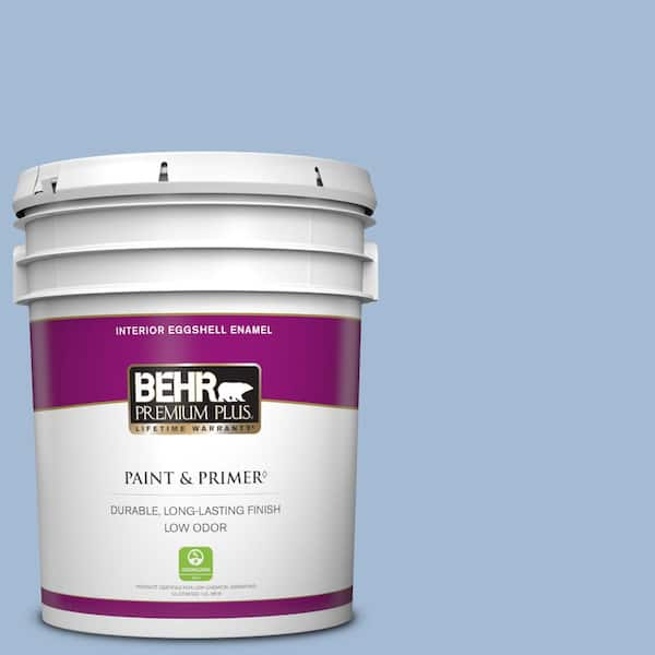 BEHR PREMIUM PLUS 5 gal. #M530-3 Perennial Blue Eggshell Enamel Low Odor Interior Paint & Primer